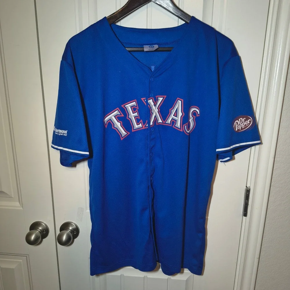 Texas Rangers Josh Hamilton 32 Baseball Jersey Blue Youth 2XL Dr Pepper Mesh